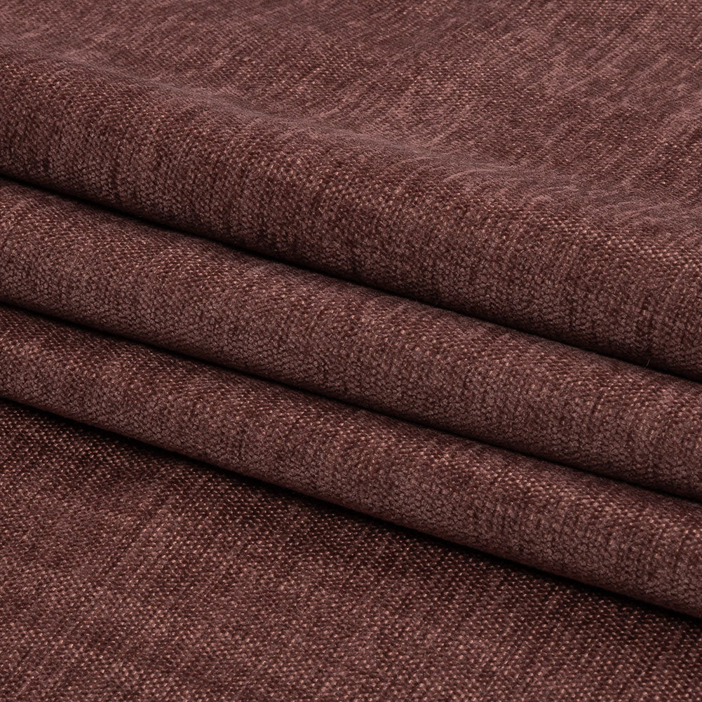 Polyester Upholstery Chenille - Mulberry - British Imported Folded