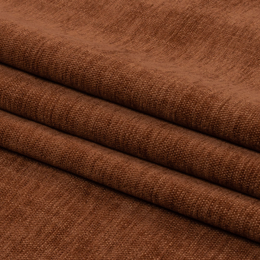 Polyester Upholstery Chenille - Rust - British Imported Folded