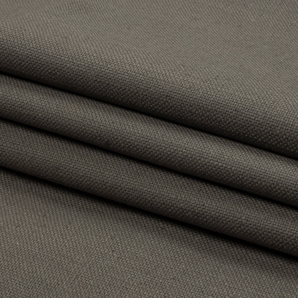 Heavyweight Linen Woven - Grey - British Imported Folded