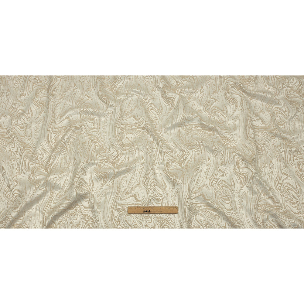 Cotton and Recycled Polyester Drapery Jacquard - Champagne Marbled Lines - British Imported Full
