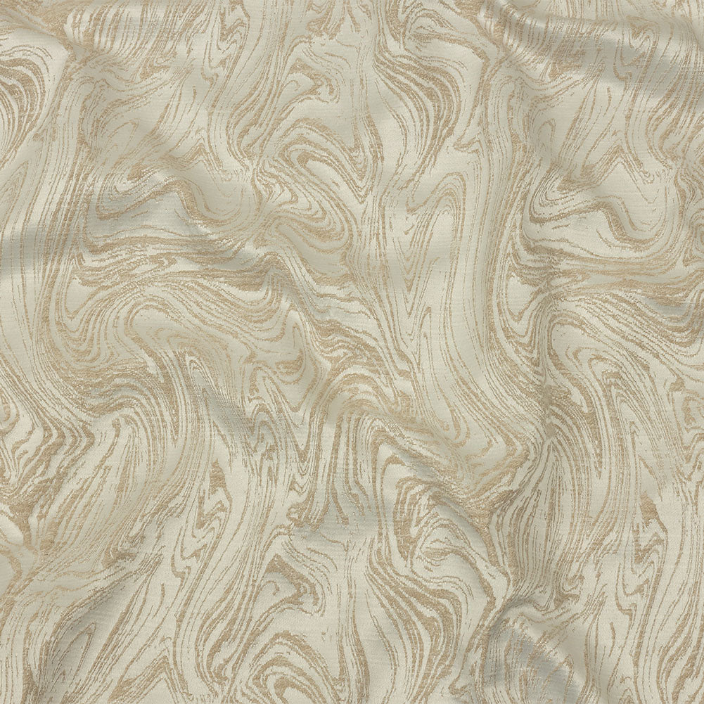 Cotton and Recycled Polyester Drapery Jacquard - Champagne Marbled Lines - British Imported