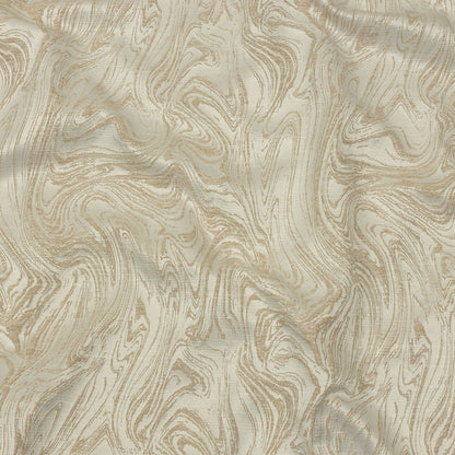 Cotton and Recycled Polyester Drapery Jacquard - Champagne Marbled Lines - British Imported