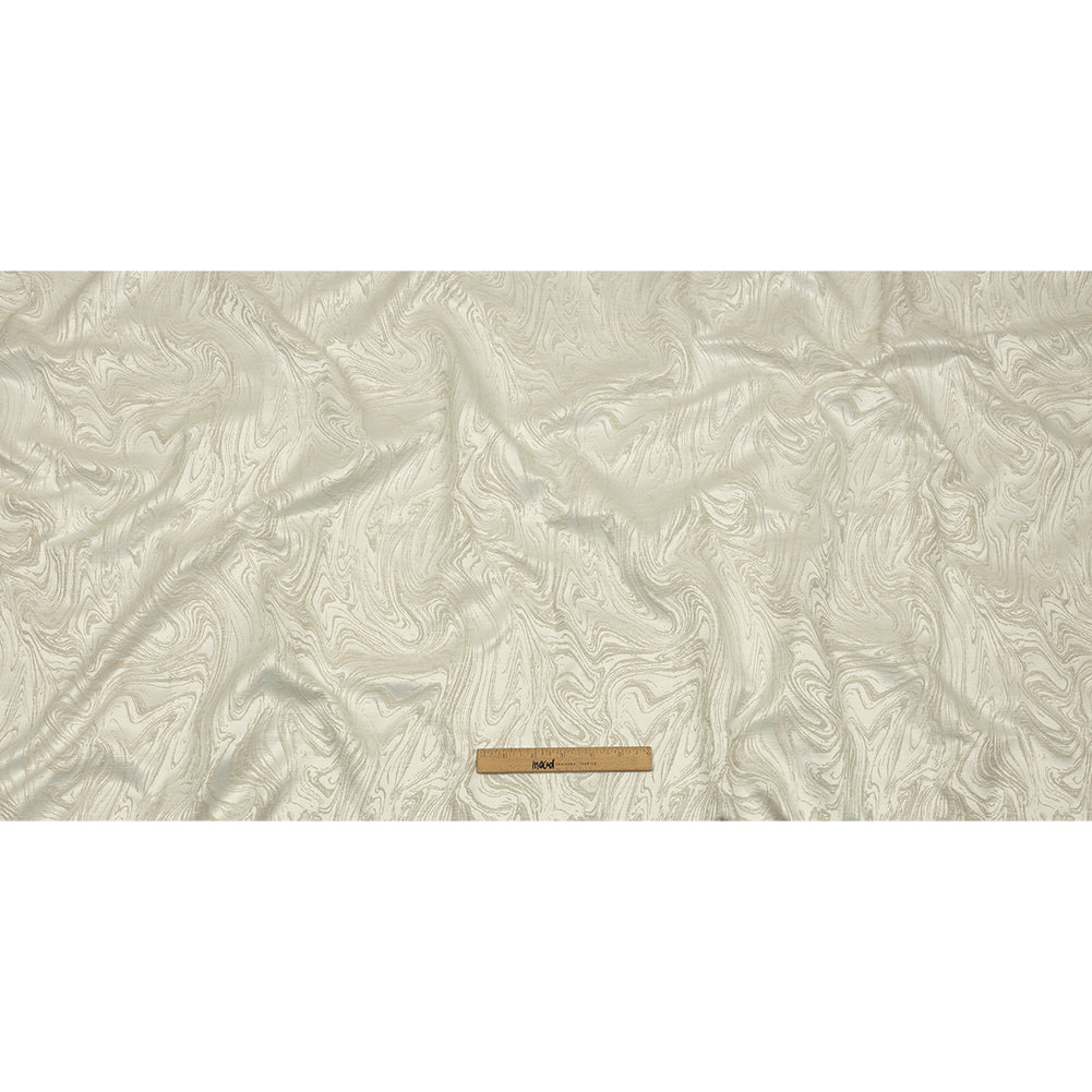 Cotton and Recycled Polyester Drapery Jacquard - Ivory Marbled Lines - British Imported Full
