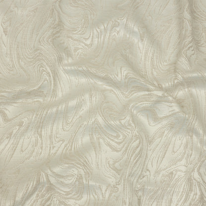 Cotton and Recycled Polyester Drapery Jacquard - Ivory Marbled Lines - British Imported