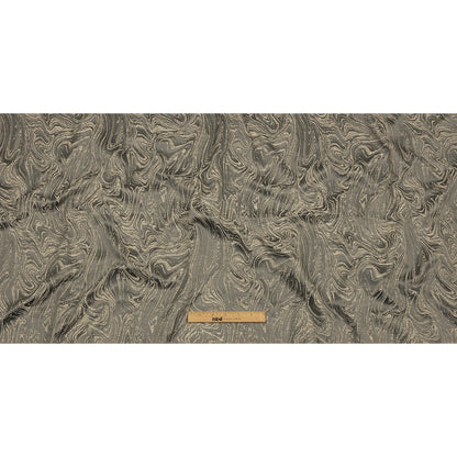 Cotton and Recycled Polyester Drapery Jacquard - Mole Marbled Lines - British Imported Full