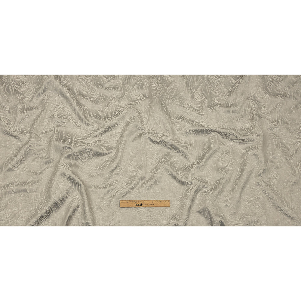 Cotton and Recycled Polyester Drapery Jacquard - Silver Marbled Lines - British Imported Full