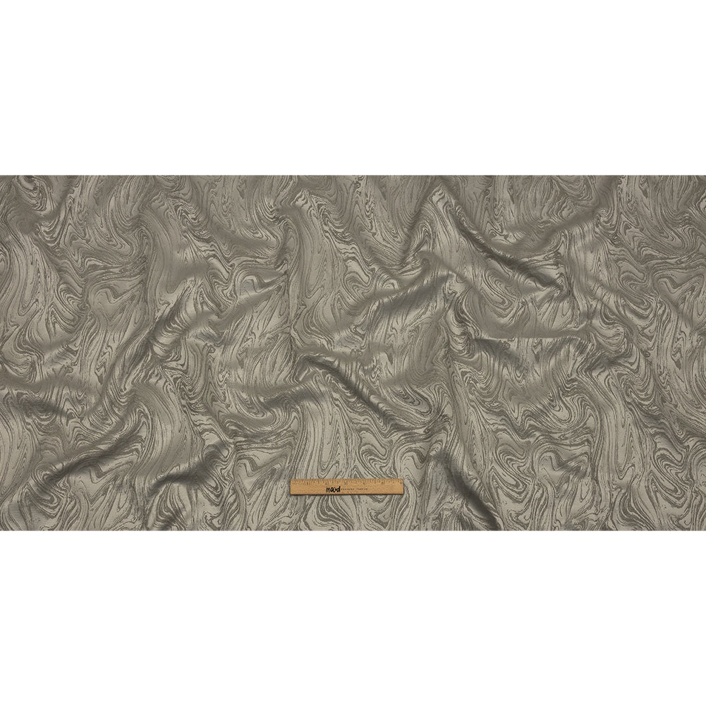 Cotton and Recycled Polyester Drapery Jacquard - Slate Marbled Lines - British Imported Full