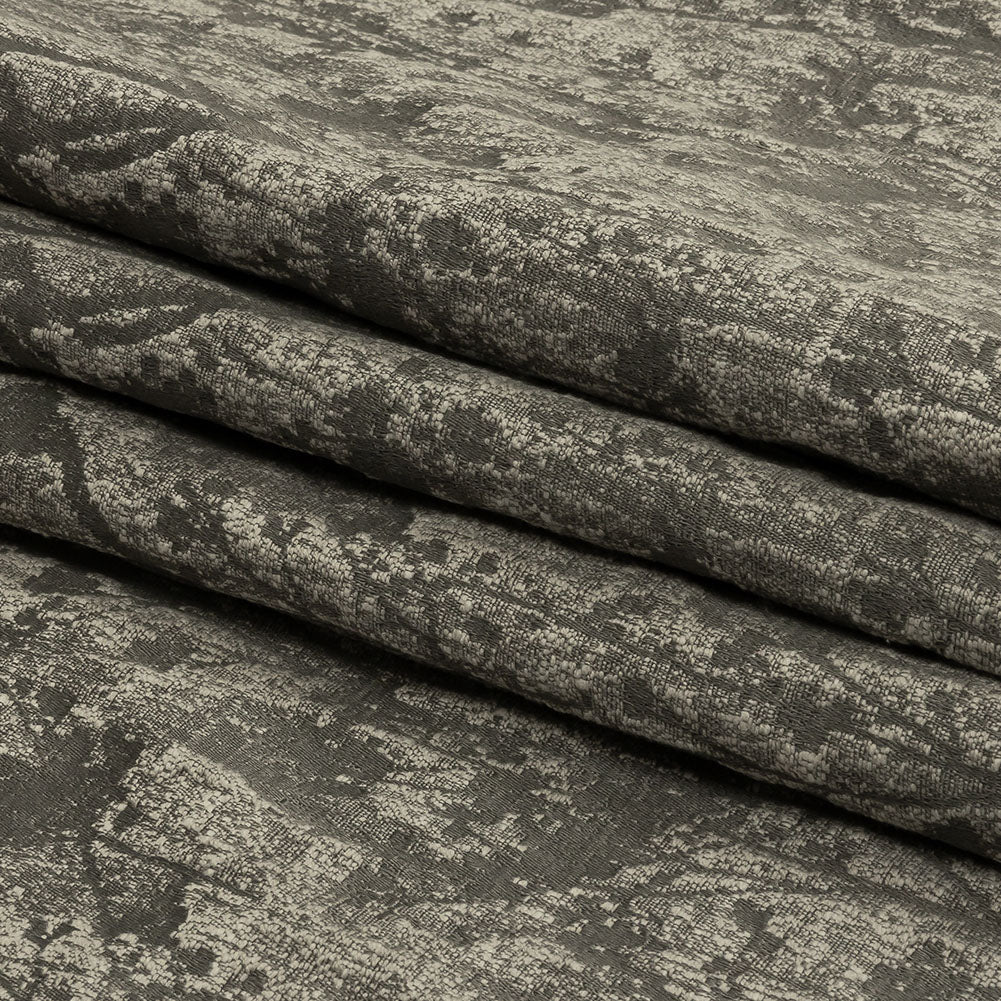 Cotton and Recycled Polyester Drapery Jacquard - Graphite Misty Foliage - British Imported Folded