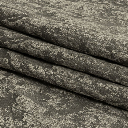 Cotton and Recycled Polyester Drapery Jacquard - Graphite Misty Foliage - British Imported Folded