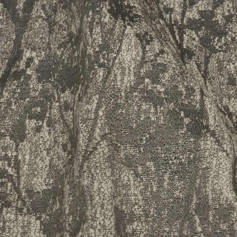Cotton and Recycled Polyester Drapery Jacquard - Graphite Misty Foliage - British Imported Detail
