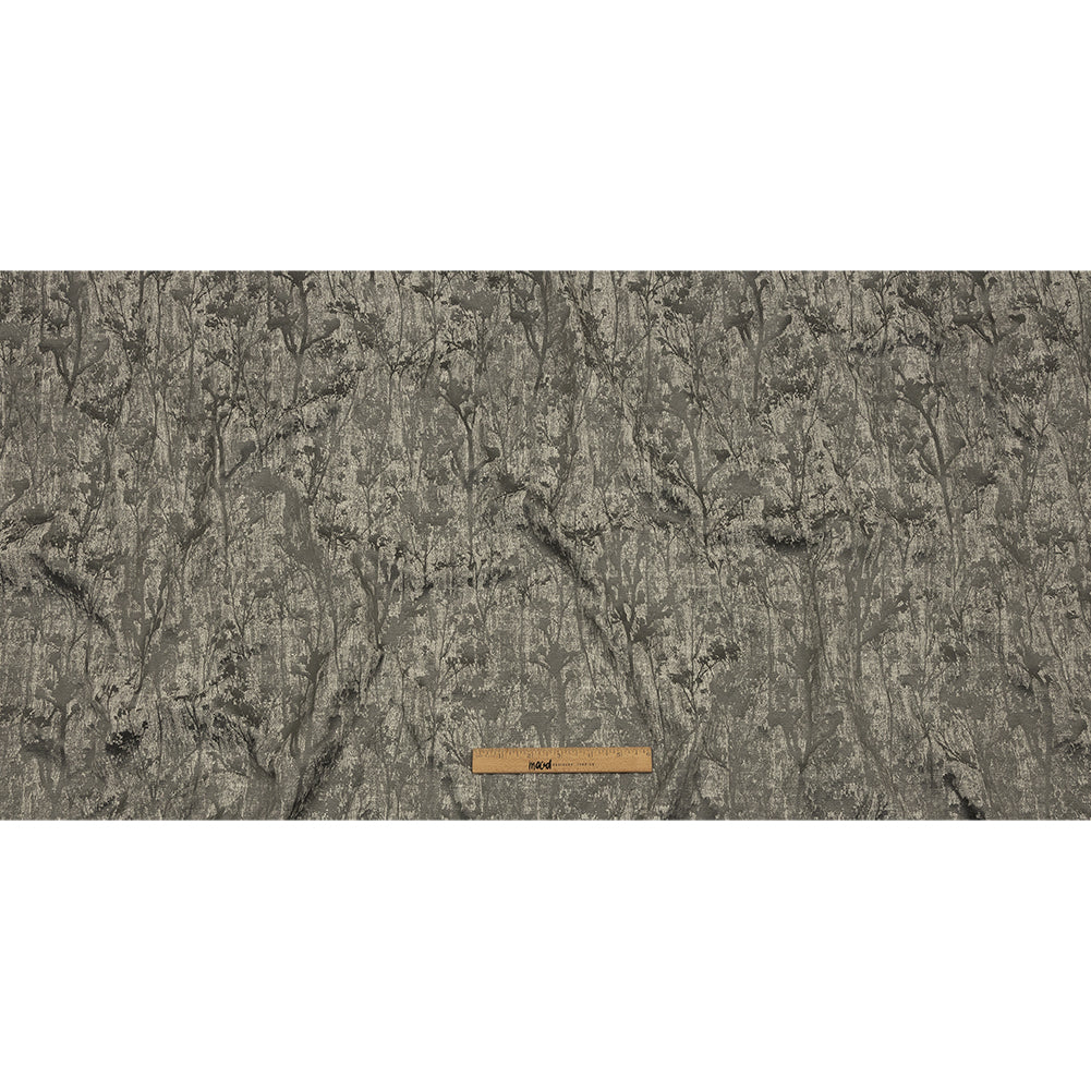 Cotton and Recycled Polyester Drapery Jacquard - Graphite Misty Foliage - British Imported Full