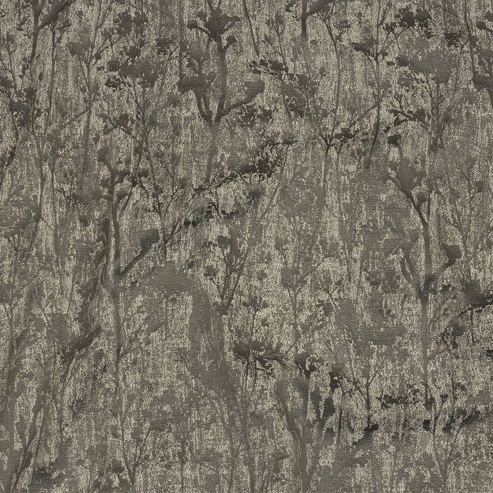 Cotton and Recycled Polyester Drapery Jacquard - Graphite Misty Foliage - British Imported
