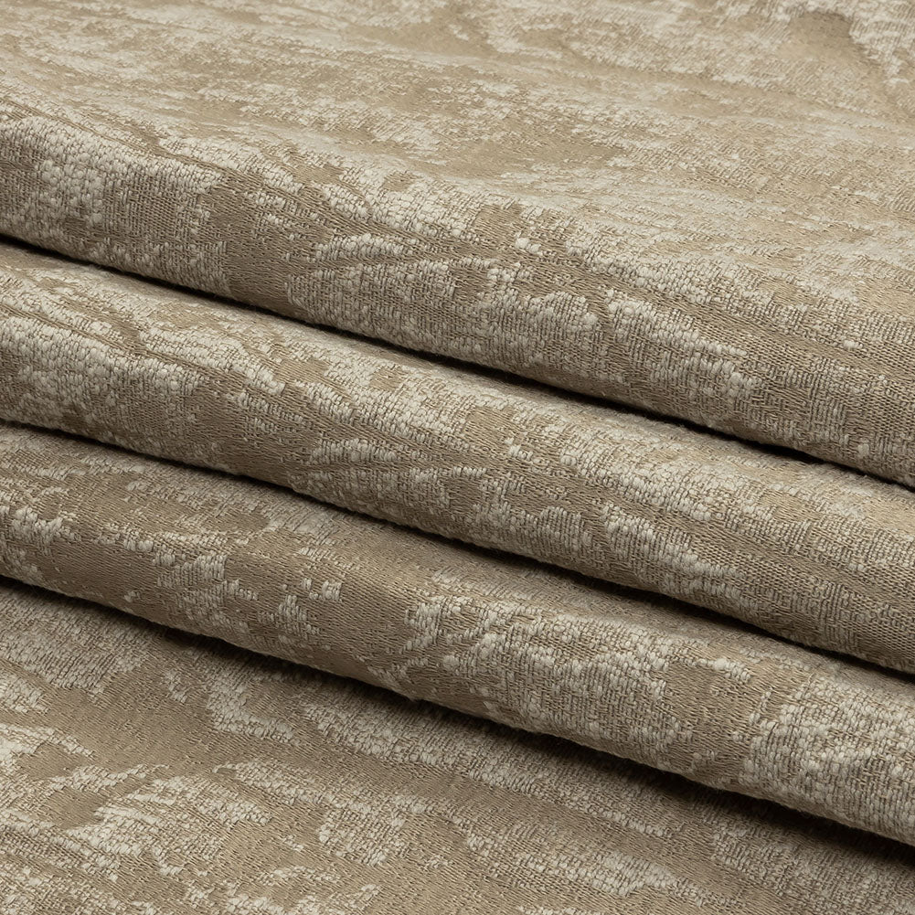 Cotton and Recycled Polyester Drapery Jacquard - Latte Misty Foliage - British Imported Folded