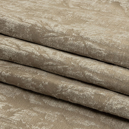 Cotton and Recycled Polyester Drapery Jacquard - Latte Misty Foliage - British Imported Folded