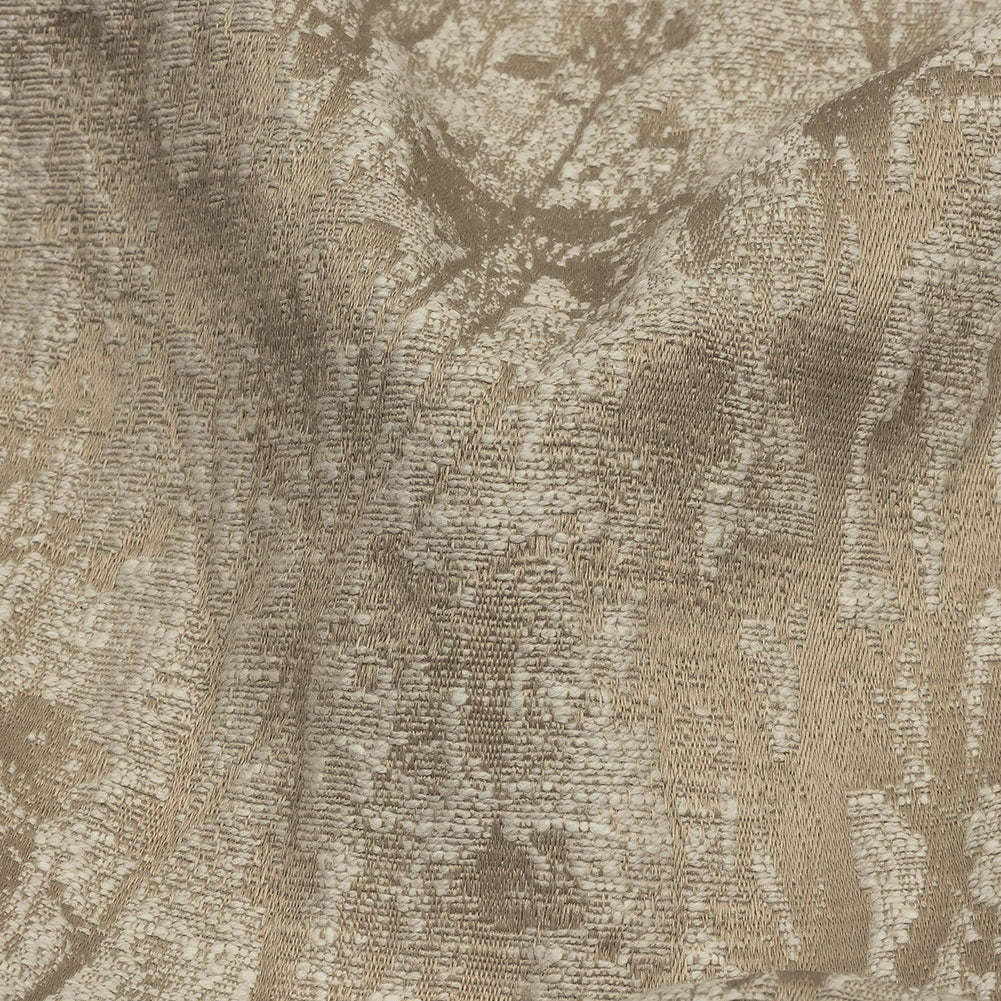 Cotton and Recycled Polyester Drapery Jacquard - Latte Misty Foliage - British Imported Detail