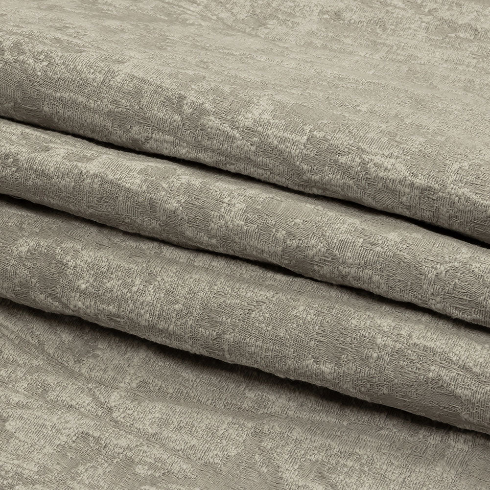 Cotton and Recycled Polyester Drapery Jacquard - Silver Misty Foliage - British Imported Folded