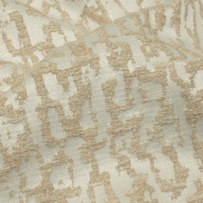 Cotton and Recycled Polyester Drapery Jacquard - Champagne Bark-Like Abstract - British Imported Detail
