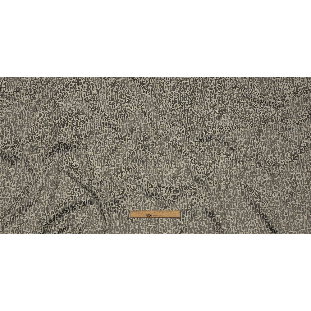 Cotton and Recycled Polyester Drapery Jacquard - Graphite Bark-Like Abstract - British Imported Full