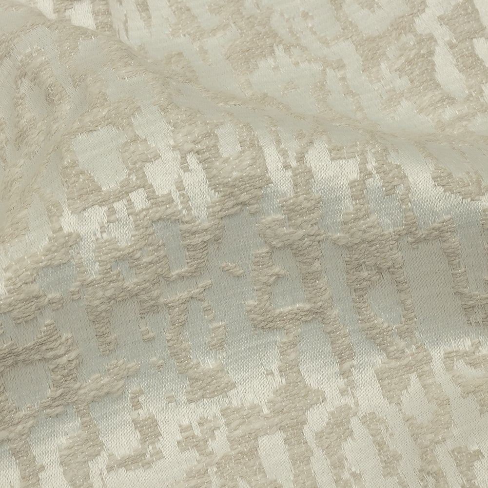 Cotton and Recycled Polyester Drapery Jacquard - Ivory Bark-Like Abstract - British Imported Detail