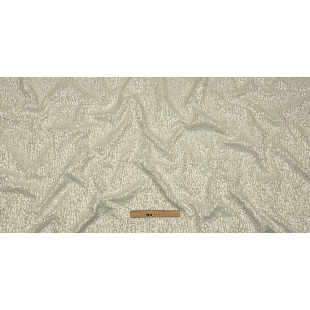 Cotton and Recycled Polyester Drapery Jacquard - Ivory Bark-Like Abstract - British Imported Full