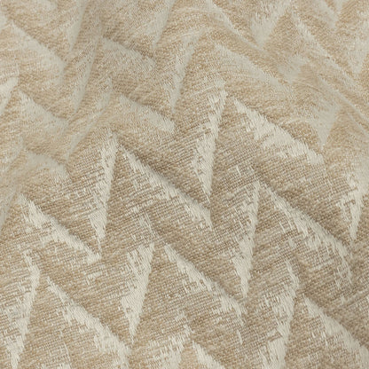 Cotton and Recycled Polyester Drapery Jacquard - Champagne Distressed Zig Zags - British Imported Detail