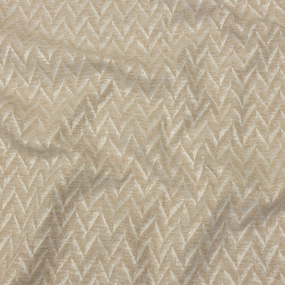 Cotton and Recycled Polyester Drapery Jacquard - Champagne Distressed Zig Zags - British Imported