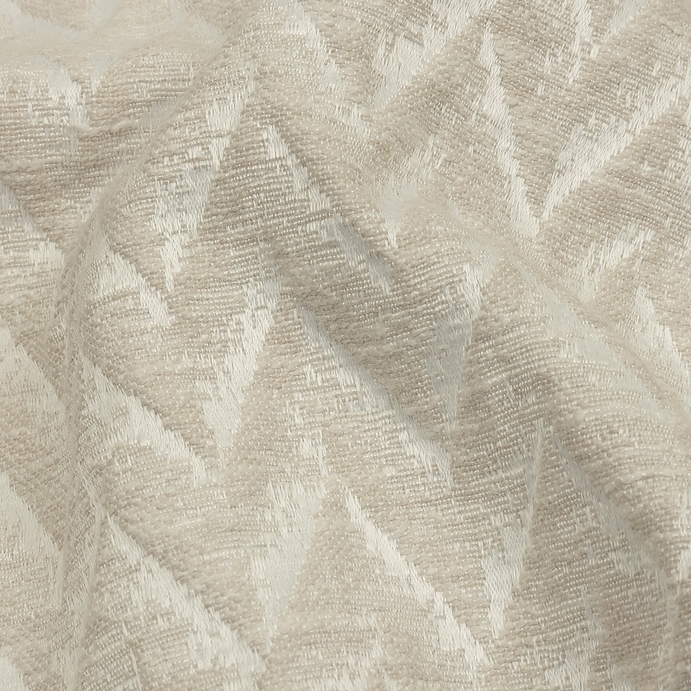 Cotton and Recycled Polyester Drapery Jacquard - Ivory Distressed Zig Zags - British Imported Detail