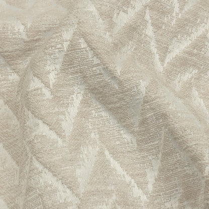 Cotton and Recycled Polyester Drapery Jacquard - Ivory Distressed Zig Zags - British Imported Detail