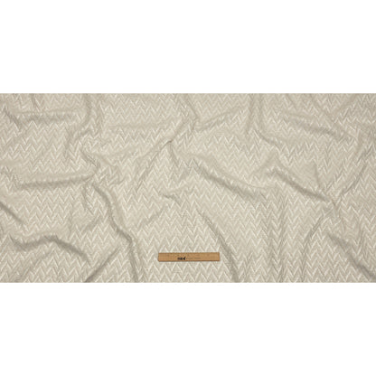 Cotton and Recycled Polyester Drapery Jacquard - Ivory Distressed Zig Zags - British Imported Full