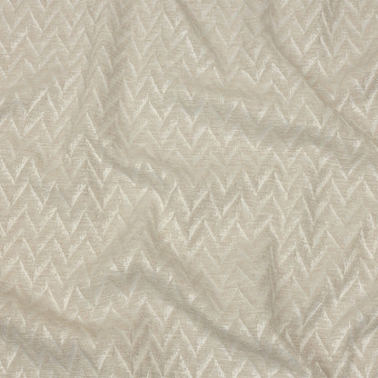 Cotton and Recycled Polyester Drapery Jacquard - Ivory Distressed Zig Zags - British Imported
