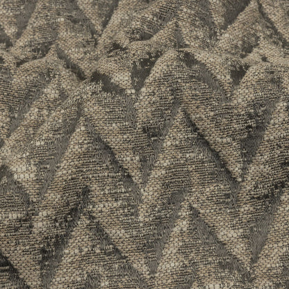 Cotton and Recycled Polyester Drapery Jacquard - Mole Distressed Zig Zags - British Imported Detail