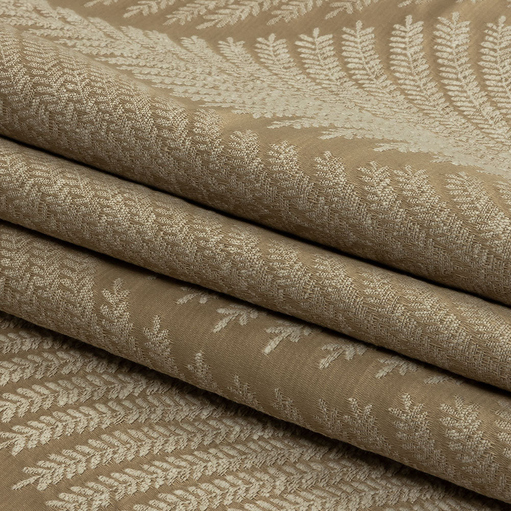 Cotton and Recycled Polyester Drapery Jacquard - Caramel Leaf Chains - British Imported Folded