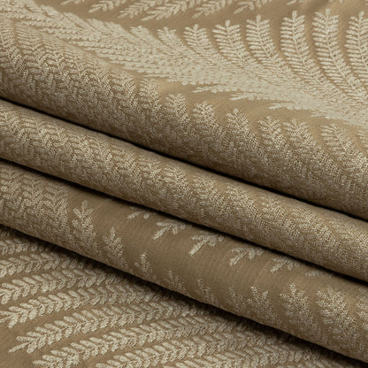 Cotton and Recycled Polyester Drapery Jacquard - Caramel Leaf Chains - British Imported Folded