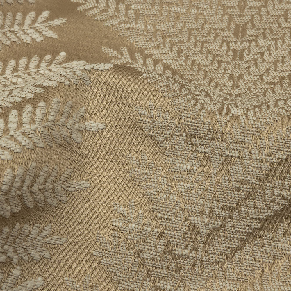 Cotton and Recycled Polyester Drapery Jacquard - Caramel Leaf Chains - British Imported Detail
