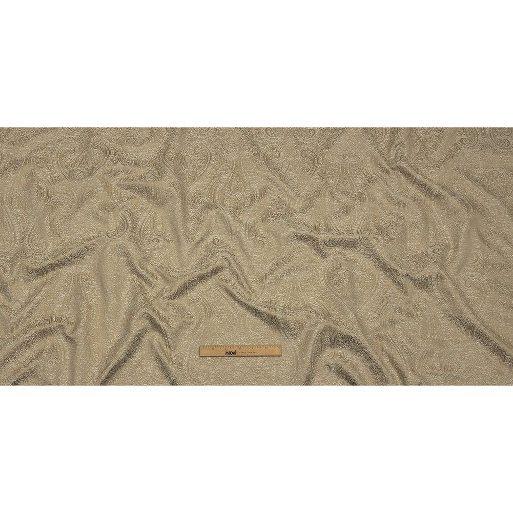 Cotton and Recycled Polyester Drapery Jacquard - Caramel Delicate Paisley - British Imported Full