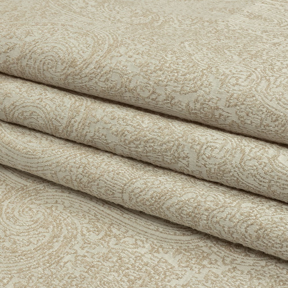 Cotton and Recycled Polyester Drapery Jacquard - Champagne Delicate Paisley - British Imported Folded