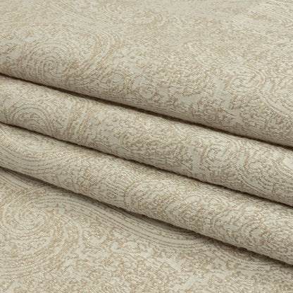 Cotton and Recycled Polyester Drapery Jacquard - Champagne Delicate Paisley - British Imported Folded