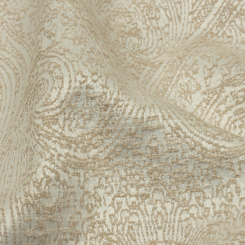 Cotton and Recycled Polyester Drapery Jacquard - Champagne Delicate Paisley - British Imported Detail