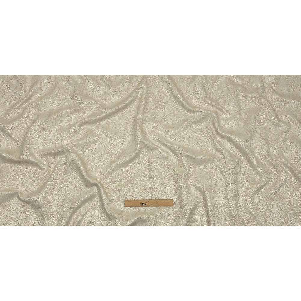 Cotton and Recycled Polyester Drapery Jacquard - Champagne Delicate Paisley - British Imported Full