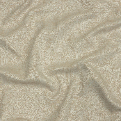 Cotton and Recycled Polyester Drapery Jacquard - Champagne Delicate Paisley - British Imported