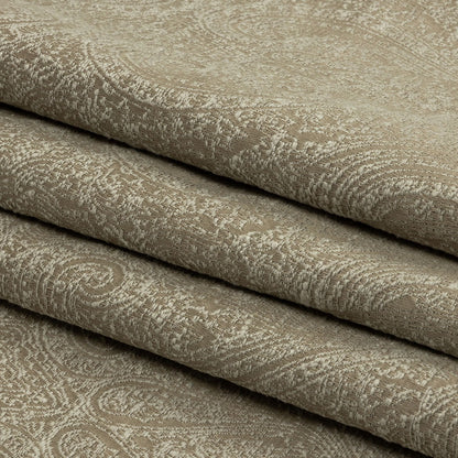 Cotton and Recycled Polyester Drapery Jacquard - Latte Delicate Paisley - British Imported Folded