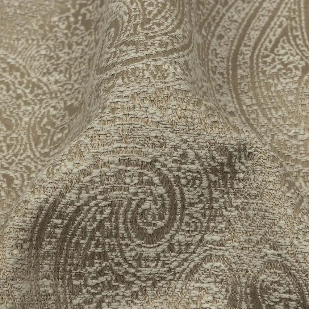 Cotton and Recycled Polyester Drapery Jacquard - Latte Delicate Paisley - British Imported Detail