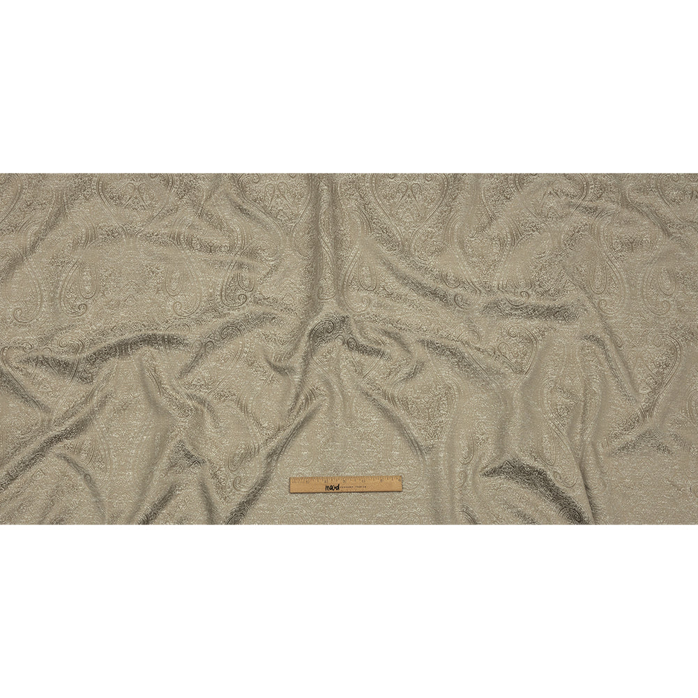 Cotton and Recycled Polyester Drapery Jacquard - Latte Delicate Paisley - British Imported Full