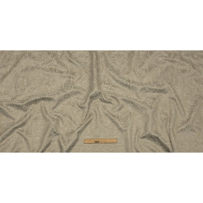 Cotton and Recycled Polyester Drapery Jacquard - Latte Delicate Paisley - British Imported Full