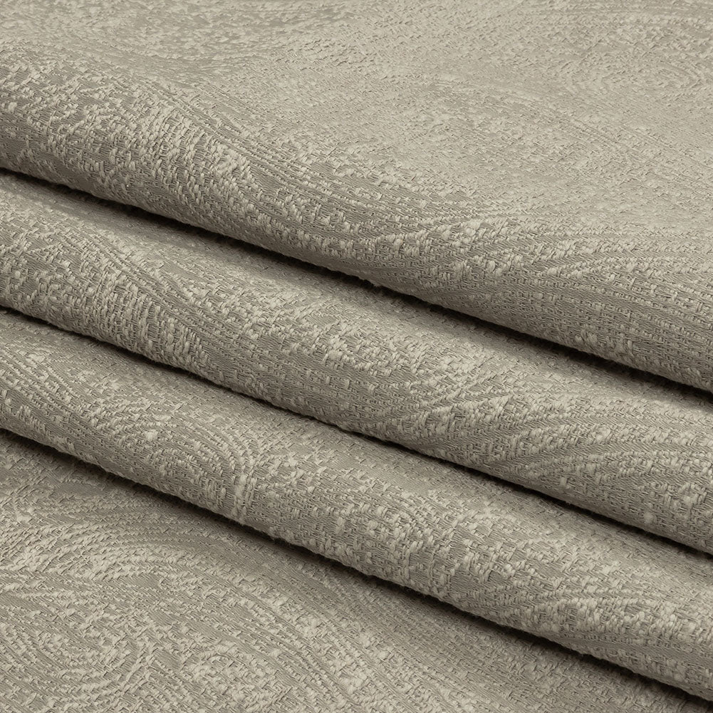 Cotton and Recycled Polyester Drapery Jacquard - Silver Delicate Paisley - British Imported Folded