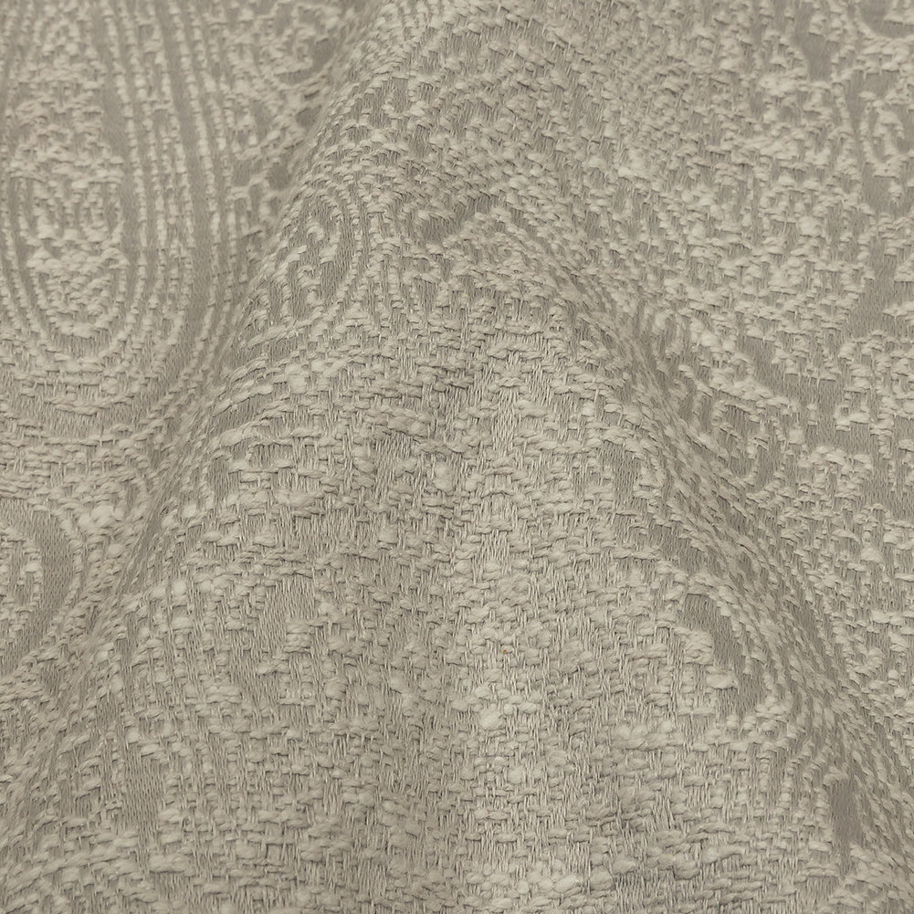 Cotton and Recycled Polyester Drapery Jacquard - Silver Delicate Paisley - British Imported Detail