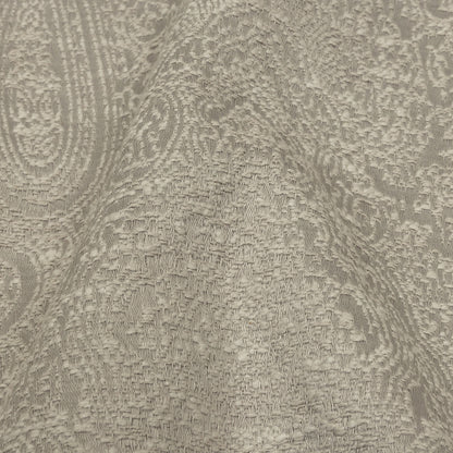 Cotton and Recycled Polyester Drapery Jacquard - Silver Delicate Paisley - British Imported Detail