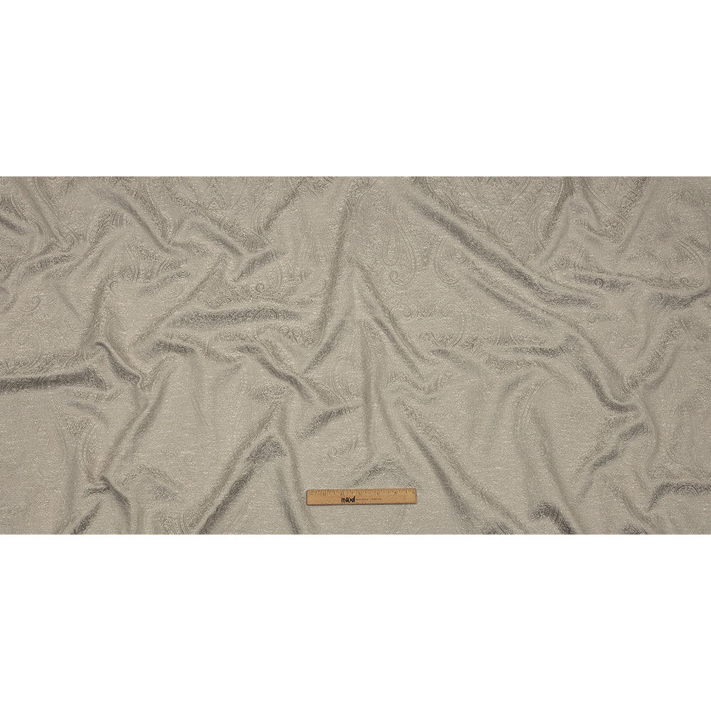 Cotton and Recycled Polyester Drapery Jacquard - Silver Delicate Paisley - British Imported Full