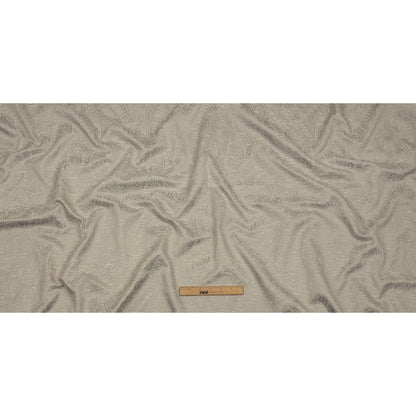 Cotton and Recycled Polyester Drapery Jacquard - Silver Delicate Paisley - British Imported Full