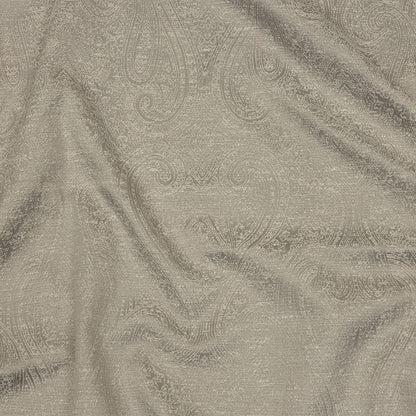 Cotton and Recycled Polyester Drapery Jacquard - Silver Delicate Paisley - British Imported